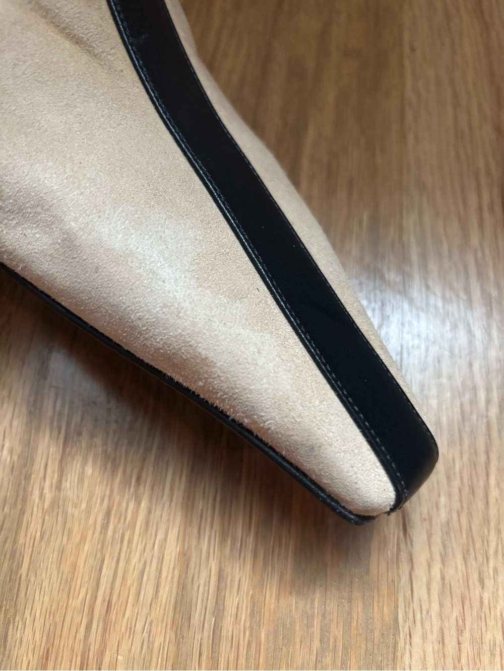 Celine Cream Pointed-Toe Slip-On Mules with Black Stripe - Picture 6 of 7